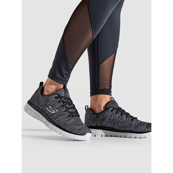 Skechers Pantofi Skechers Twisted Fortune 12614/BKW Black/White
