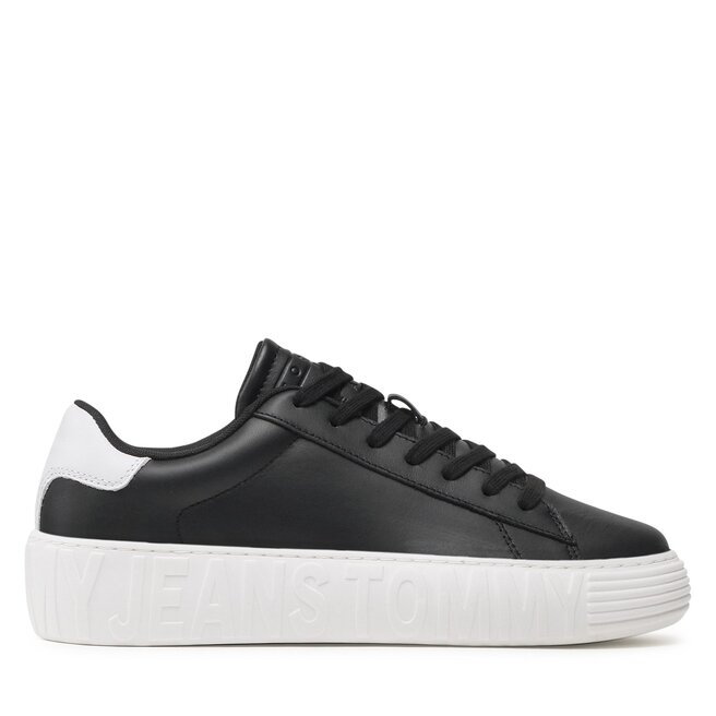 Sneakersy Tommy Jeans Leather Outsole - Czarny