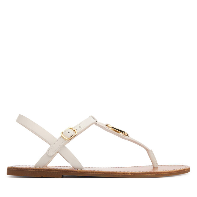 Sandały Tommy Hilfiger Leather Thong Sandal FW0FW09127 Biały - kobiece