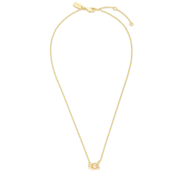 Naszyjnik Coach Pearl Signature C Pendant Necklace - Złoty