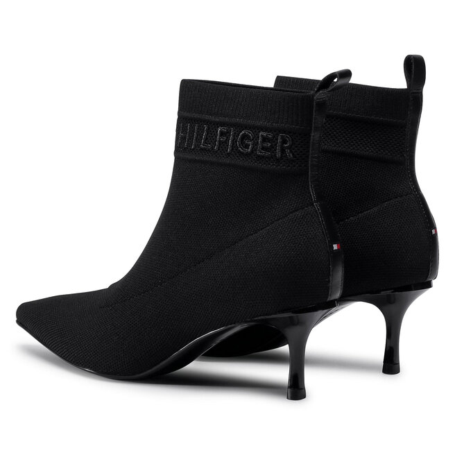 Tommy Hilfiger Botine Tommy Hilfiger Tommy Knit Kitten Heel Boot FW0FW04973 Black BDS