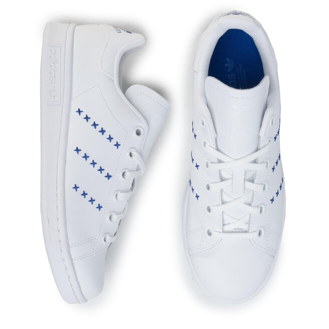 Chaussures adidas Stan Smith J EG6496 Ftwwht/Ftwwht/Royblu | chaussures.fr