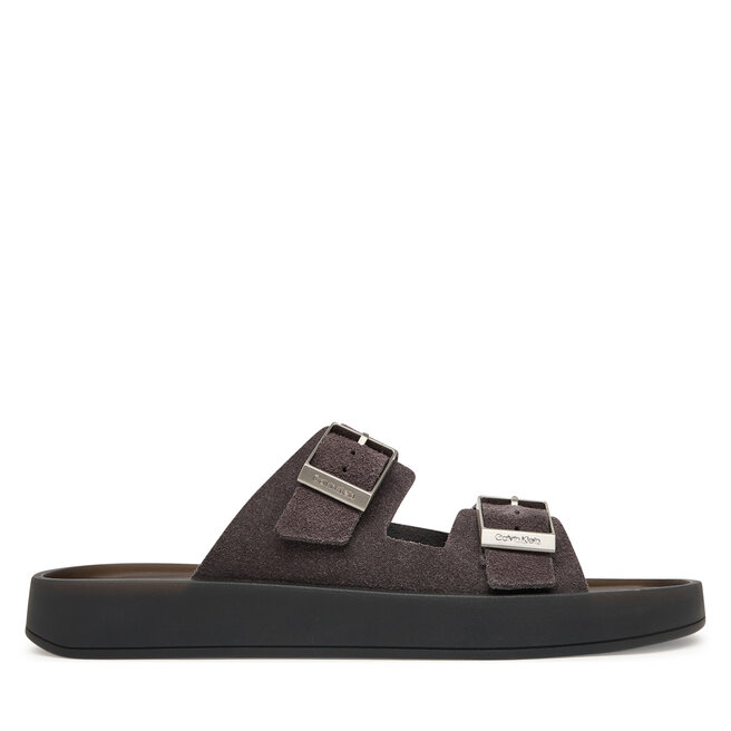Klapki Calvin Klein Ergon Double Bar Sandal Su HM0HM02094 Brązowy -