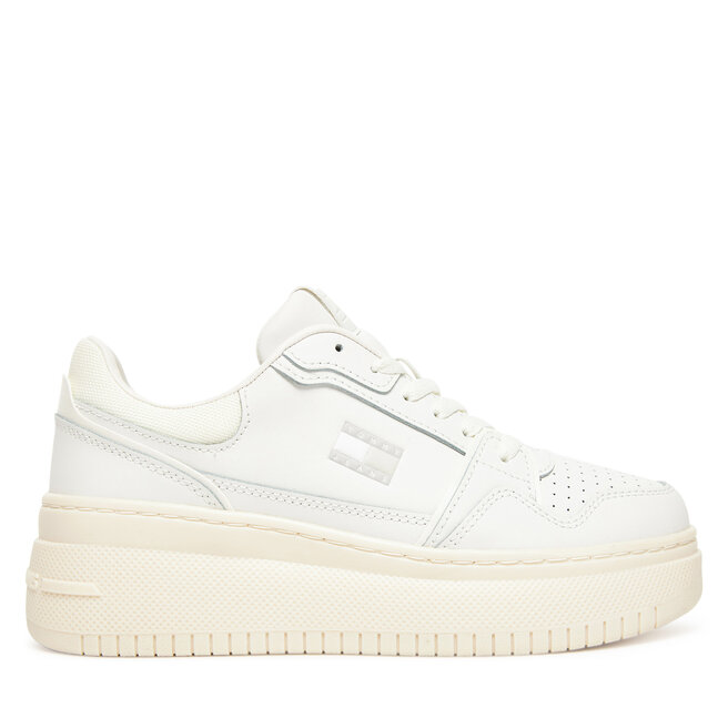 Sneakersy Tommy Jeans Tjw Retro Basket Flatform - Écru