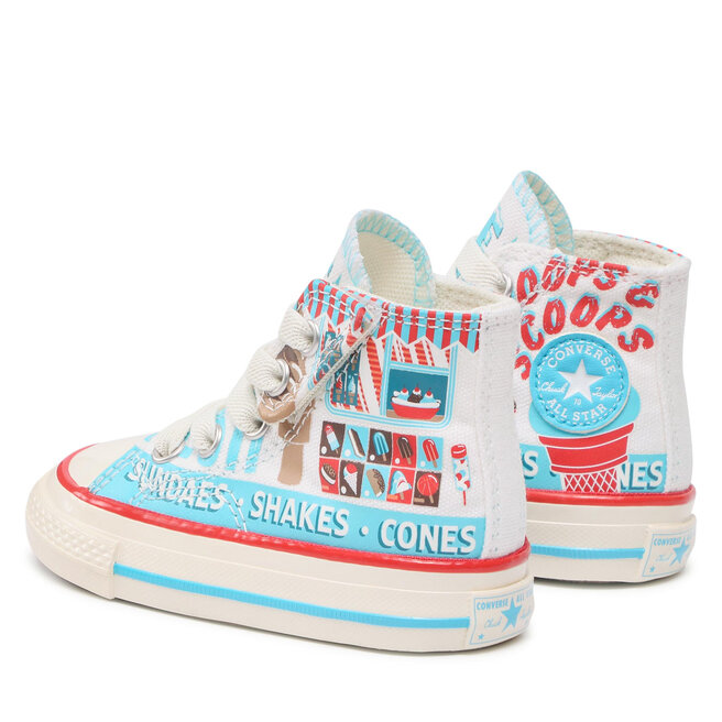 Converse Кецове Converse Chuck 70 1V Hi A00397C White/Baltic Blue/Soft Red