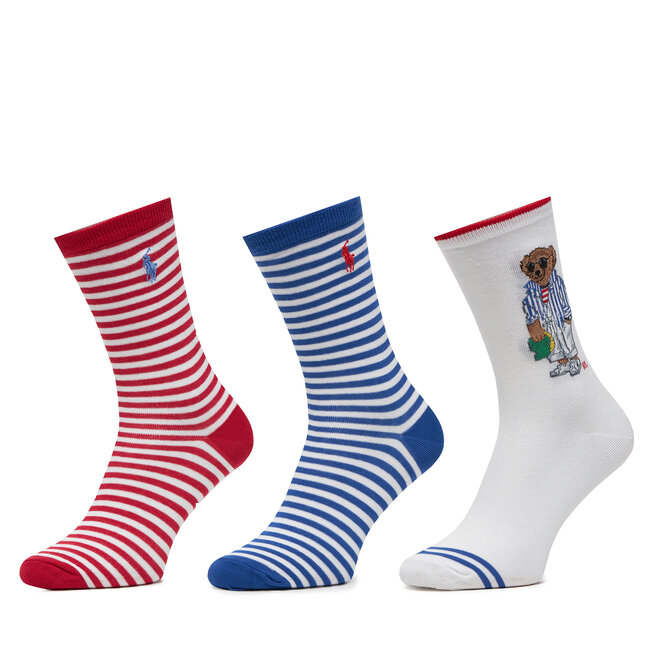 Zestaw 3 par wysokich skarpet damskich Polo Ralph Lauren - Beżowy