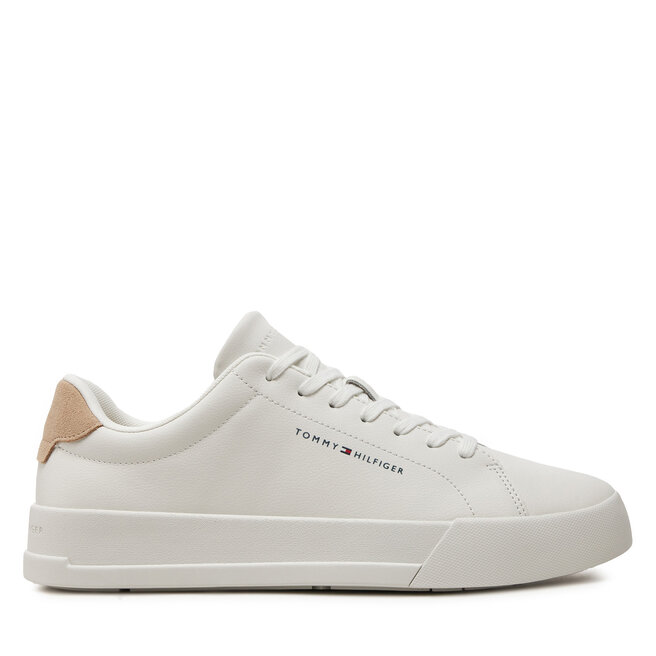 Sneakersy Tommy Hilfiger Th Court Leather Grain Ess - Écru