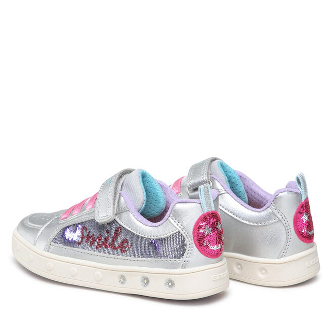Geox Сникърси Geox J Skylin G. F J258WF 0AJAY C0162 S Silver/Fuchsia