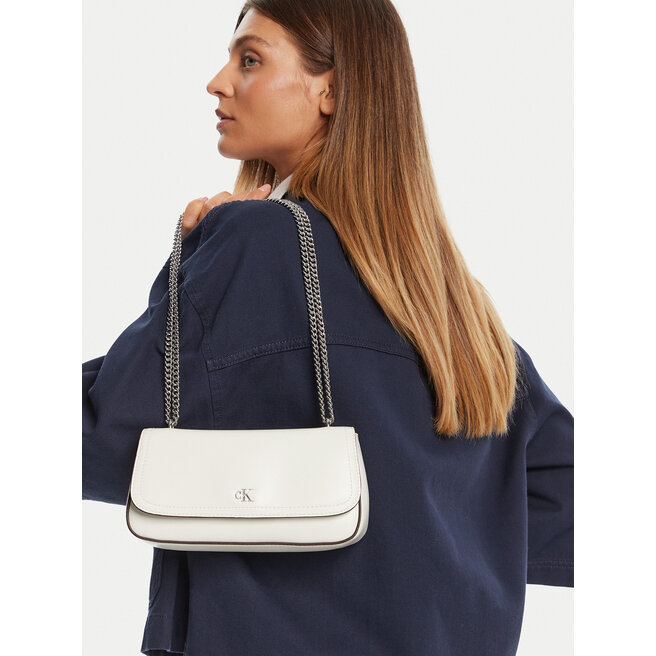 Torebka Calvin Klein Ck Convertible Chain Small Bag LV04F3172G Biały -