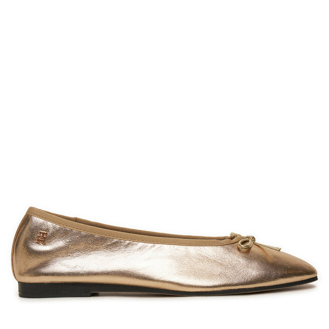Baleriny Tommy Hilfiger Ballerina Soft Leather Metallic - Złoty