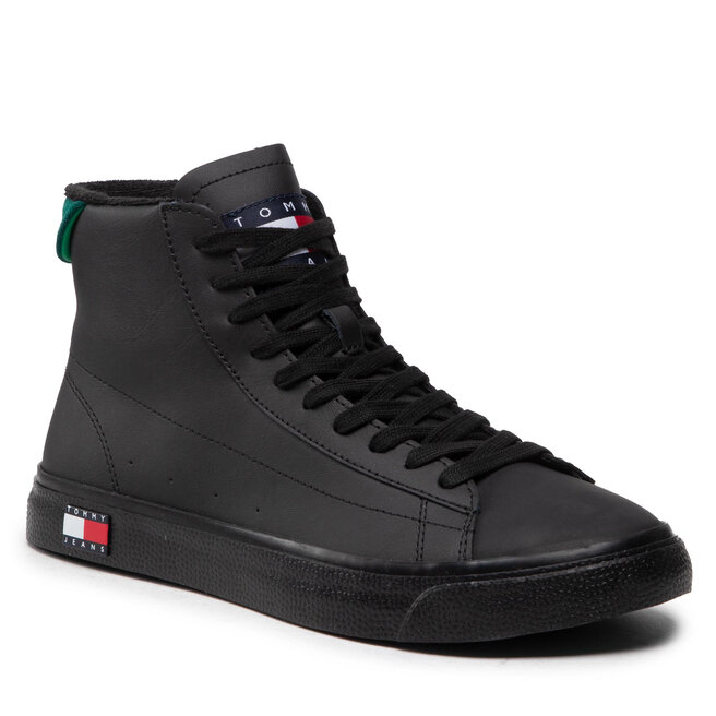Sneakers Tommy Jeans Mid Leather Vulc EM0EM01067 Black BDS BDS imagine noua
