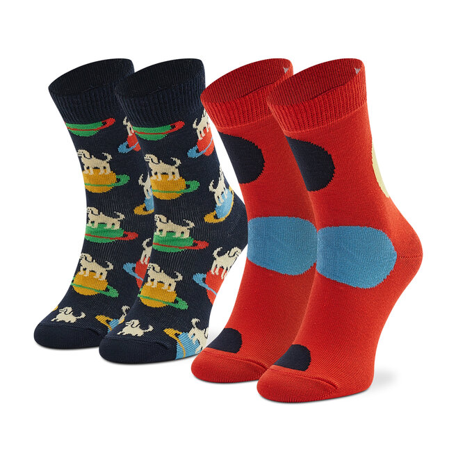 Happy Socks Σετ ψηλές κάλτσες παιδικές 2 τεμαχίων Happy Socks KLAI02-6500 Κόκκινο