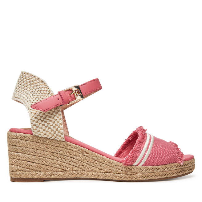 Espadryle Tommy Hilfiger Fringe Canvas Medium Wedge - Różowy