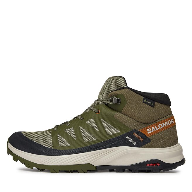 Salomon Trekkings Salomon Outrise Mid GORE-TEX L47143600 Olive Night/Rainy Day/Sugar Almond