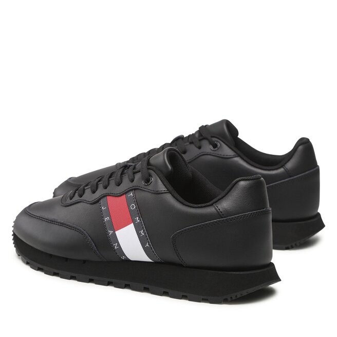 Tommy Jeans Sneakersy Tommy Jeans Leather Runner Ess EM0EM00898 Triple Black 0GK
