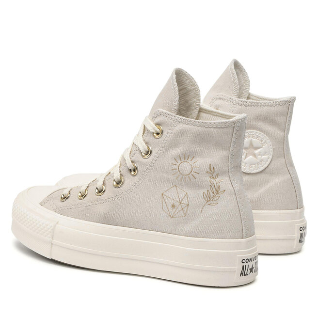 Trampki Converse Ctas Lift Hi A02205C Desert Sand/Egret/Light Gold |  eobuwie.com.pl