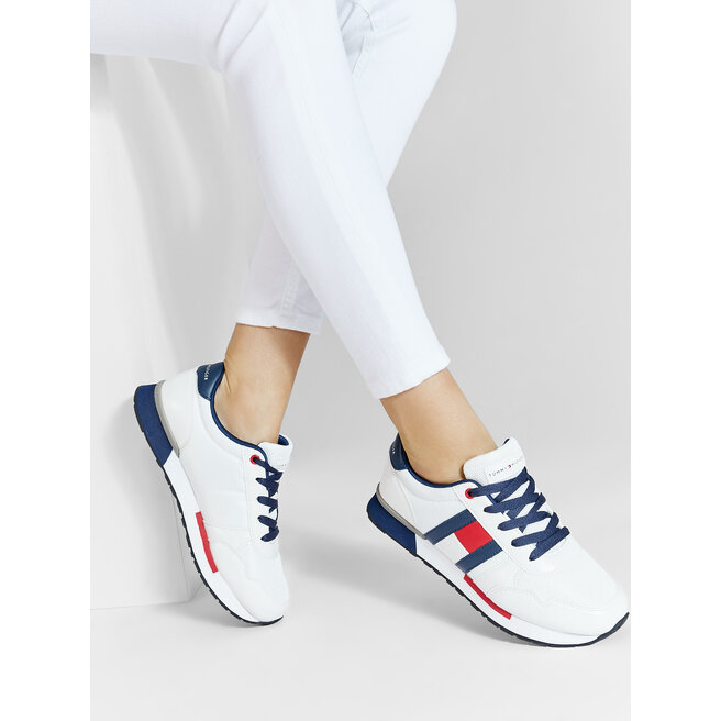 Dingy Caroline beautiful Sneakers Tommy Hilfiger Low Cut Lace-Up Sneaker T3B4-30483-0733 White/Blue  X336 • Www.epantofi.ro