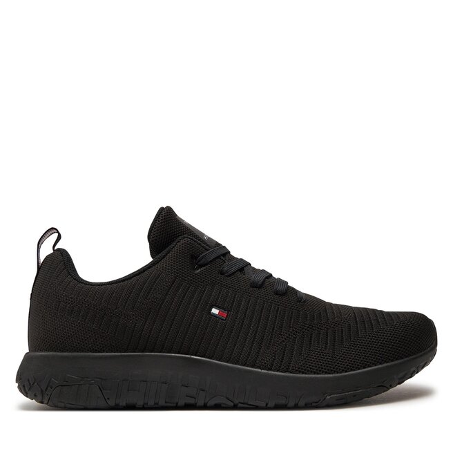 Sneakersy Tommy Hilfiger Corporate Knit Rib Runner - Czarny