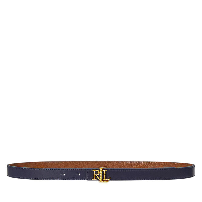 Pasek Damski LAUREN RALPH LAUREN Logo Reversible Embossed Skinny Belt - Granatowy