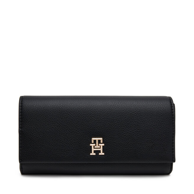 Duży Portfel Damski Tommy Hilfiger Th Legacy Flap Lrg Wallet - Czarny