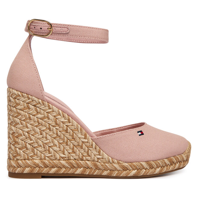 Espadryle Tommy Hilfiger Flag High Wedge Espad Closed Toe FW0FW09225 Różowy - kobiece