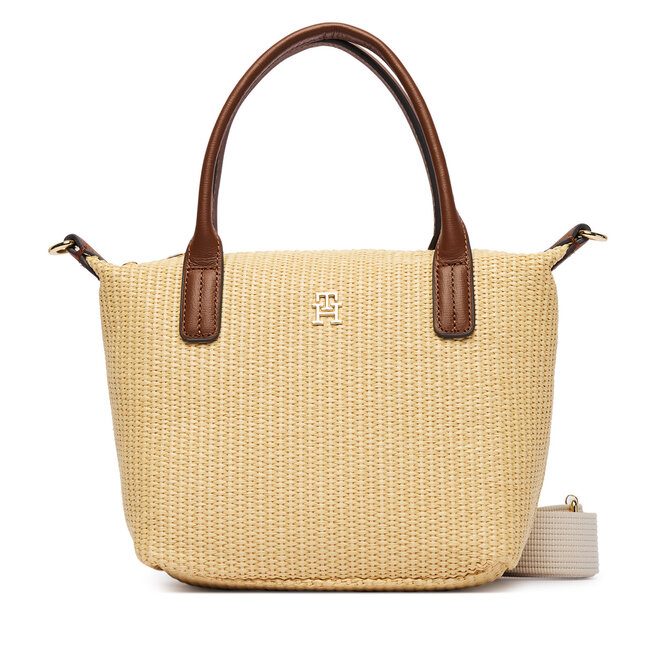 Torebka Tommy Hilfiger Popette Mini Tote Raffia AW0AW18523 Beżowy -
