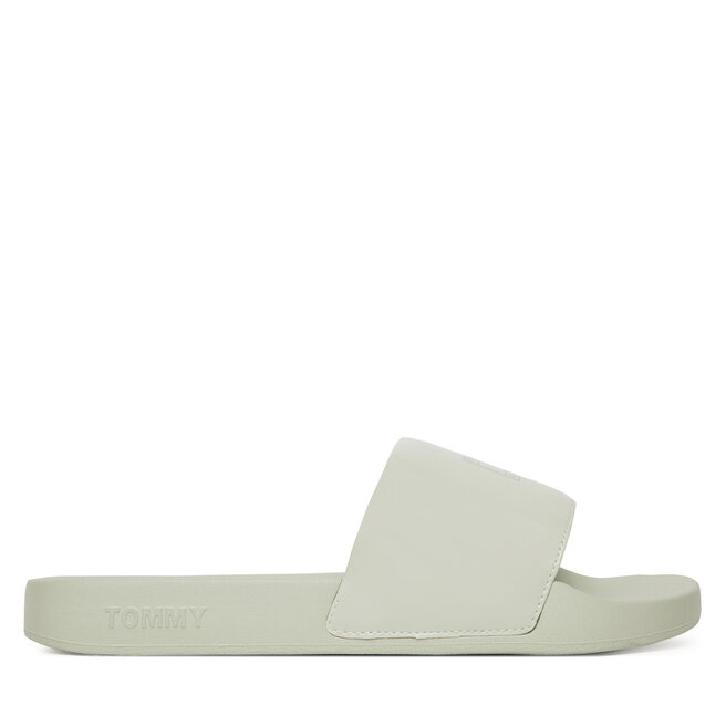 Klapki Tommy Jeans Flag Pool Slide Patent - Zielony