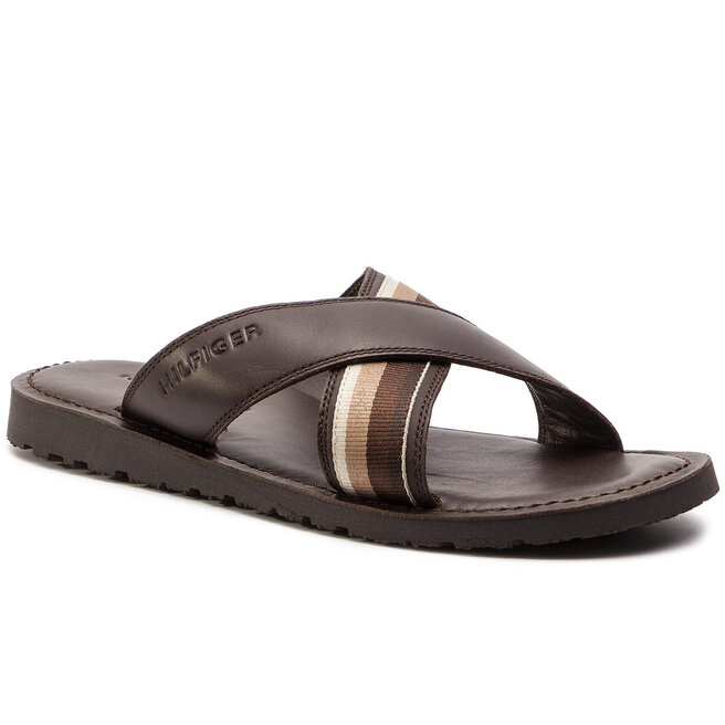 Mules sandales de bain Tommy Hilfiger Criss Cross Leather Sandal