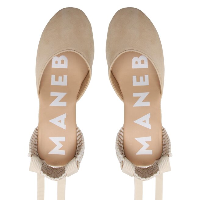Manebi Espadrilky Manebi Soft Suede Wedge Espadrilles M 1.1 WV Champagne Beige