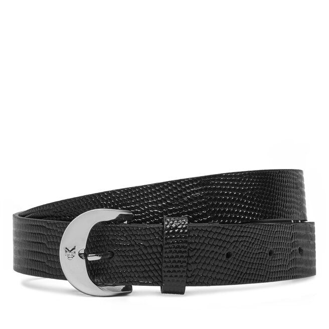 Pasek Damski Calvin Klein Classic Buckle Lizard Emboss 25Mm - Czarny