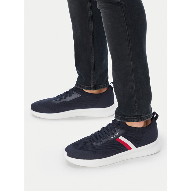 Sneakersy Tommy Hilfiger Lightweight Knitted Runner FM0FM05756 Granatowy
