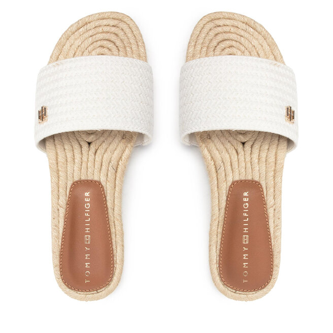 Tommy Hilfiger Espadrilles Tommy Hilfiger Th Textured Flat Sandal FW0FW06438 Ecru YBL