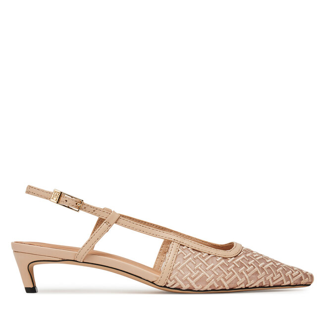 Sandały Tommy Hilfiger Mono Squared Toe Kitten Slingb - Beżowy