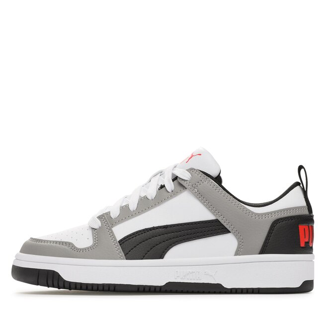 Puma Sneakersy Puma Rebound Layup Lo Sl Jr 370490 20 Puma White-Puma Black-Concrete Gray-For All Time Red