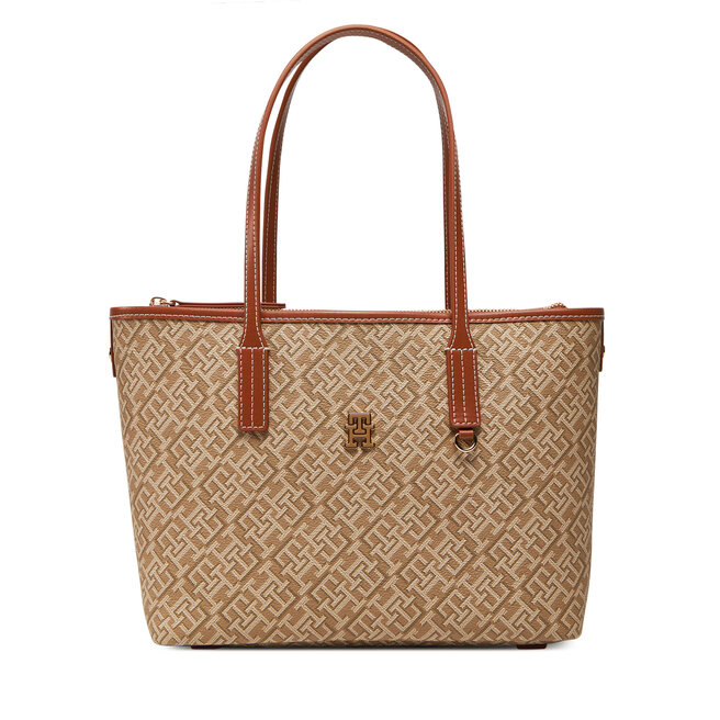 Torebka Tommy Hilfiger Th Monoplay Leather Mini Tote - Brązowy