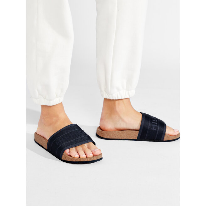 Tommy Hilfiger Papucs Tommy Hilfiger Webbing Cork Pool Slide FW0FW06525 Desert Sky DW5