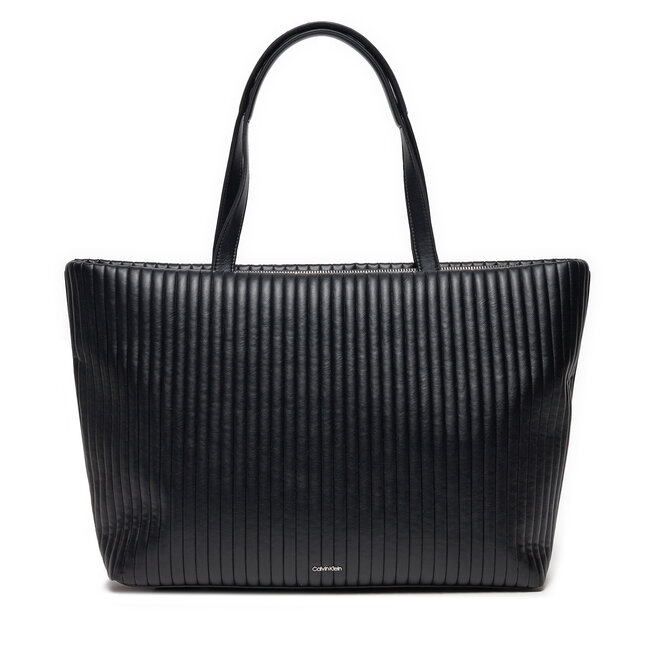 Torebka Calvin Klein Mini Line Quilt Medium Shopper - Czarny