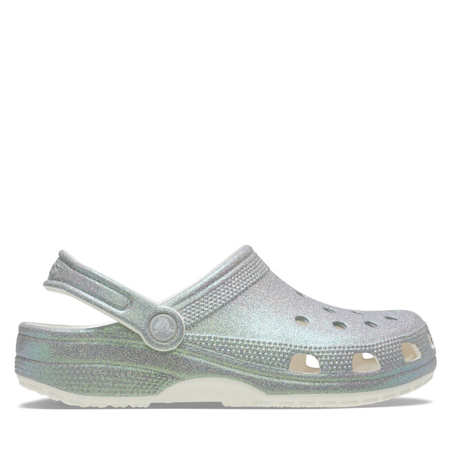 Klapki Crocs Classic Iridescent Glitter Clog - Srebrny