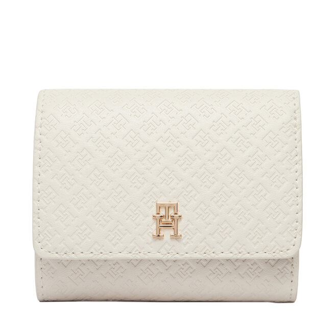 Portfel Tommy Hilfiger Th Icon Trifold Mono AW0AW18484 Beżowy -