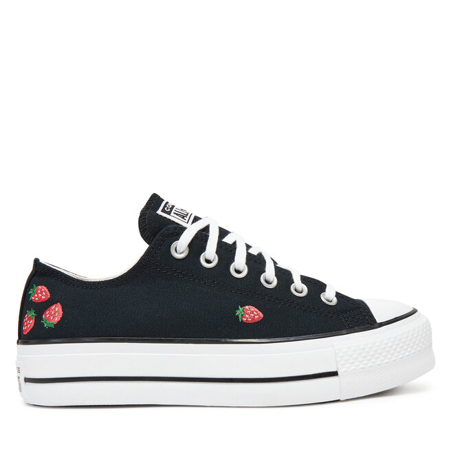Trampki Converse Chuck Taylor All Star Lift Platform Embroidered Strawberries - Czarny