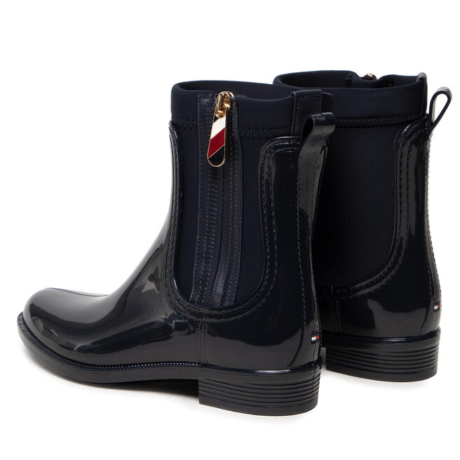 tommy hilfiger logo ankle rain boot
