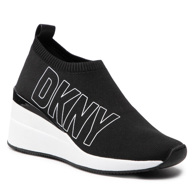 Sneakers DKNY DKNY-Pavi-Slip On Wedge Black/White Black/White imagine noua gjx.ro