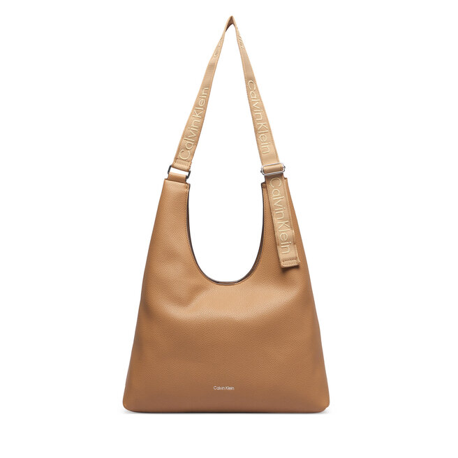 Torebka Calvin Klein Webbing Adj Strap Large Shoulder LV04F3643G Beżowy -