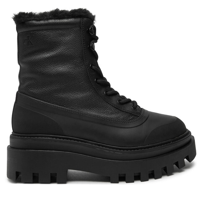 Trapery Calvin Klein Jeans Flatform Lace Up Boot Padded - Czarny