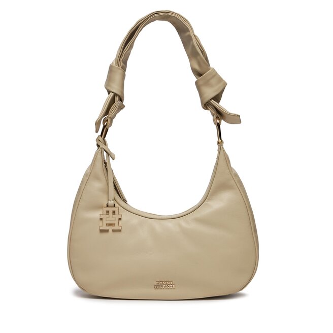 Torebka Tommy Hilfiger Pushlock Leather Hobo - Beżowy
