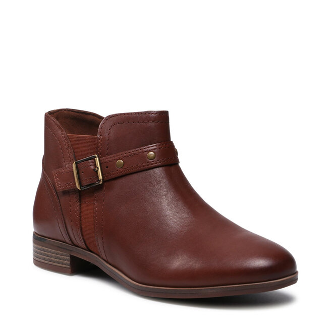 Botine Clarks Trish Strap 261636144 Dark Tan Leather 261636144 Botine