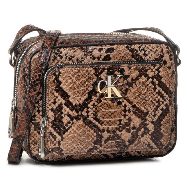Torebka Calvin Klein Jeans Camera Bag W/Pckt Python K60K606895 Brązowy ...
