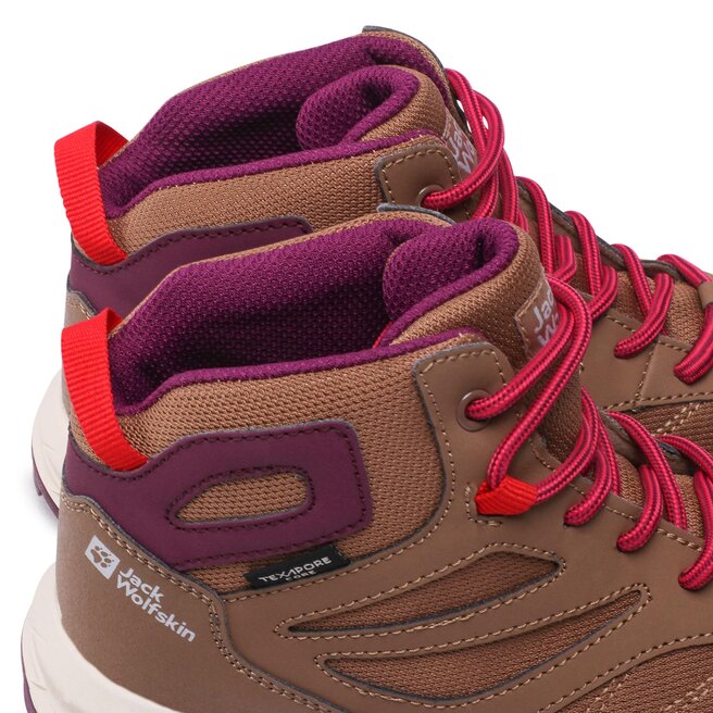 Jack Wolfskin Schnürschuhe Jack Wolfskin Woodland Texapore Mid K 4042152 Brown/Pink