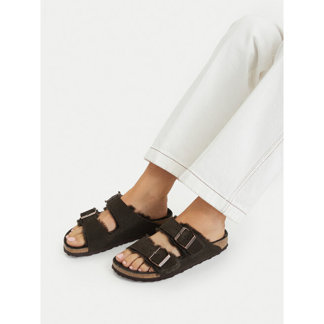 Klapki Birkenstock Arizona Shearling 1020528 Brązowy
