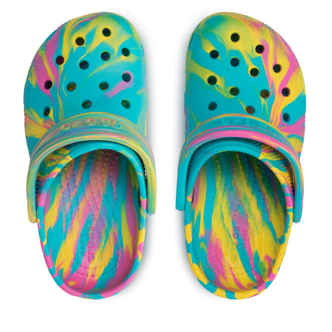 Crocs Șlapi Crocs Classic Marbied Clog K 207464 Digital Aqua/Multi